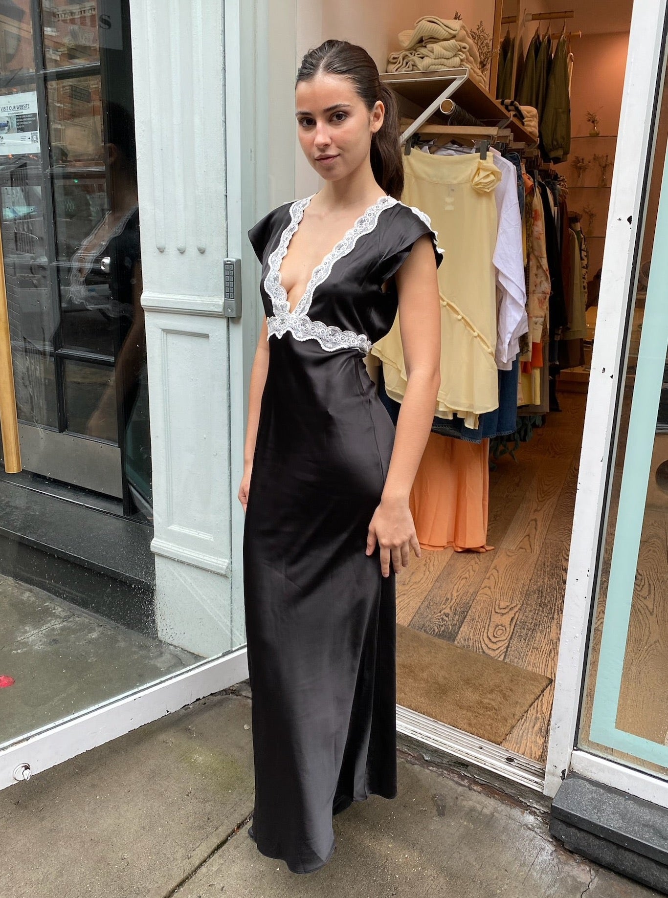 Nesta Lace Maxi Dress in Black