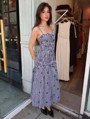 Madison Dress in Navy Gingham