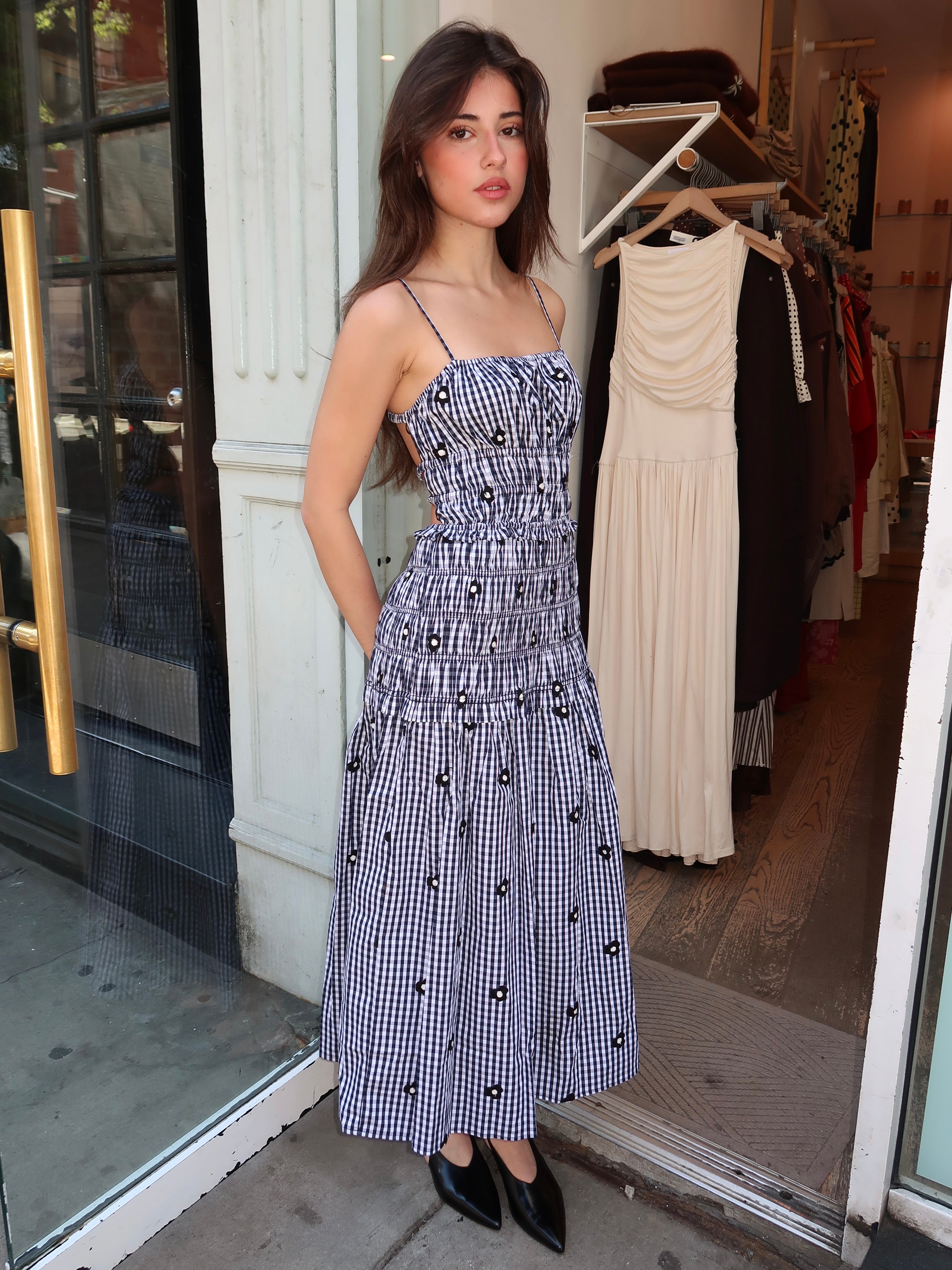 Madison Dress in Navy Gingham