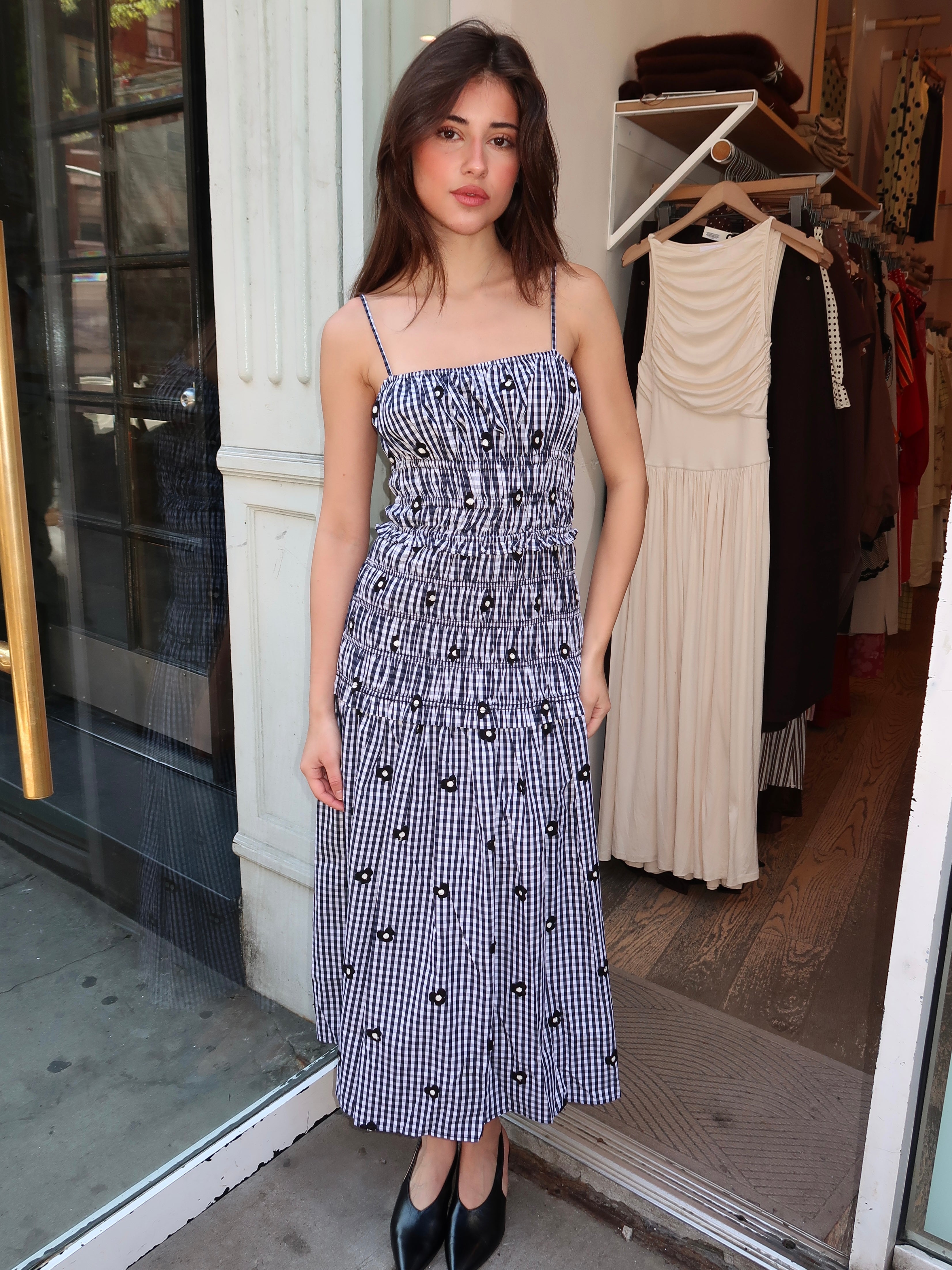 Madison Dress in Navy Gingham