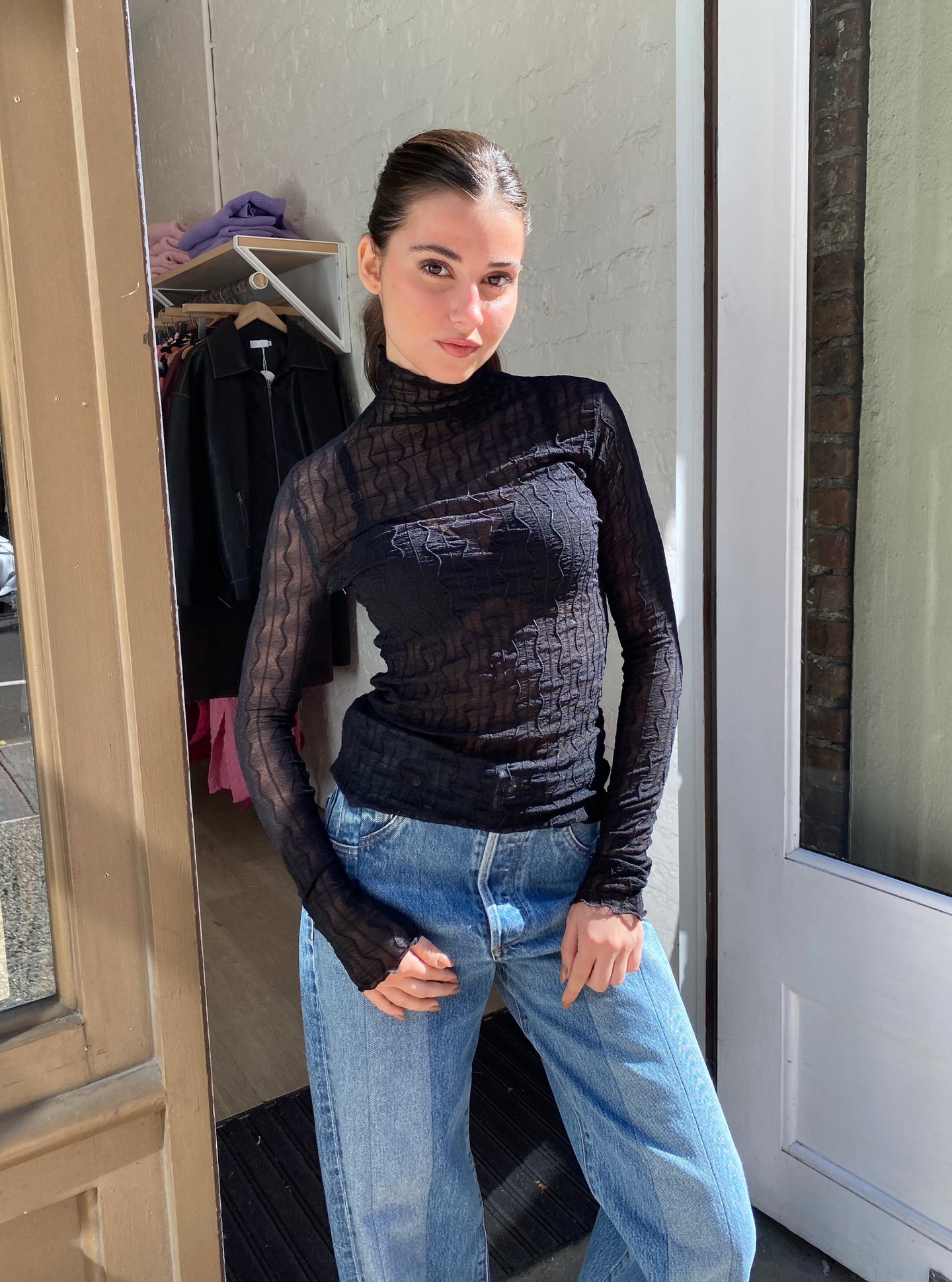 Ross Mockneck Top in Black Isalis