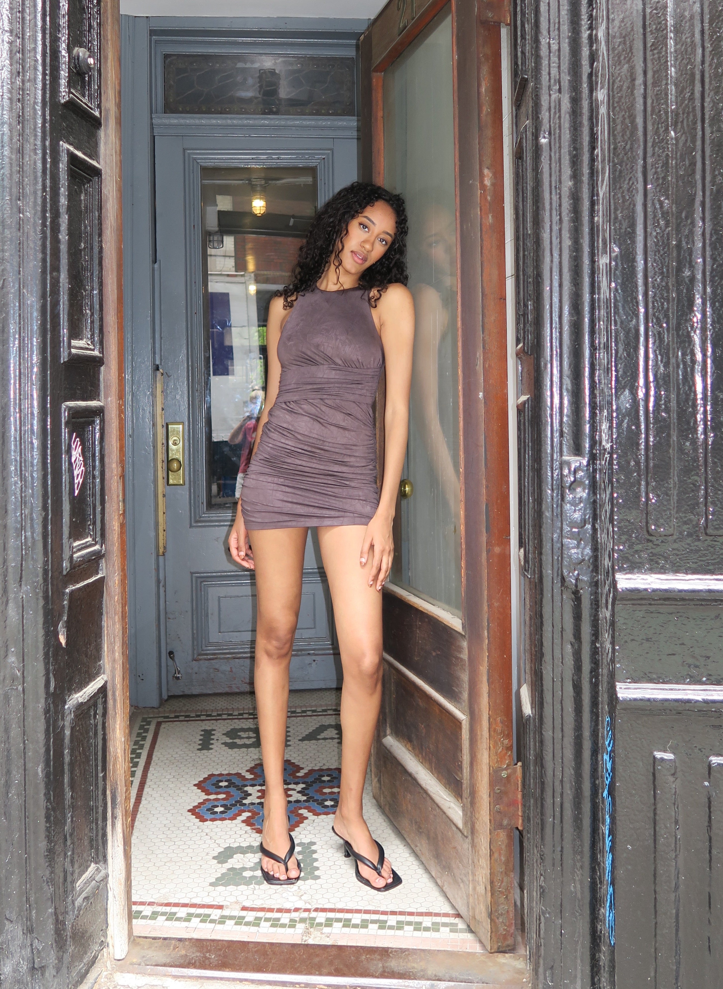 Priya Mini Dress in Charcoal – Isalis