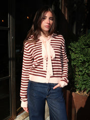 Farrah Hoodie Cardi in Striped Pink Multi