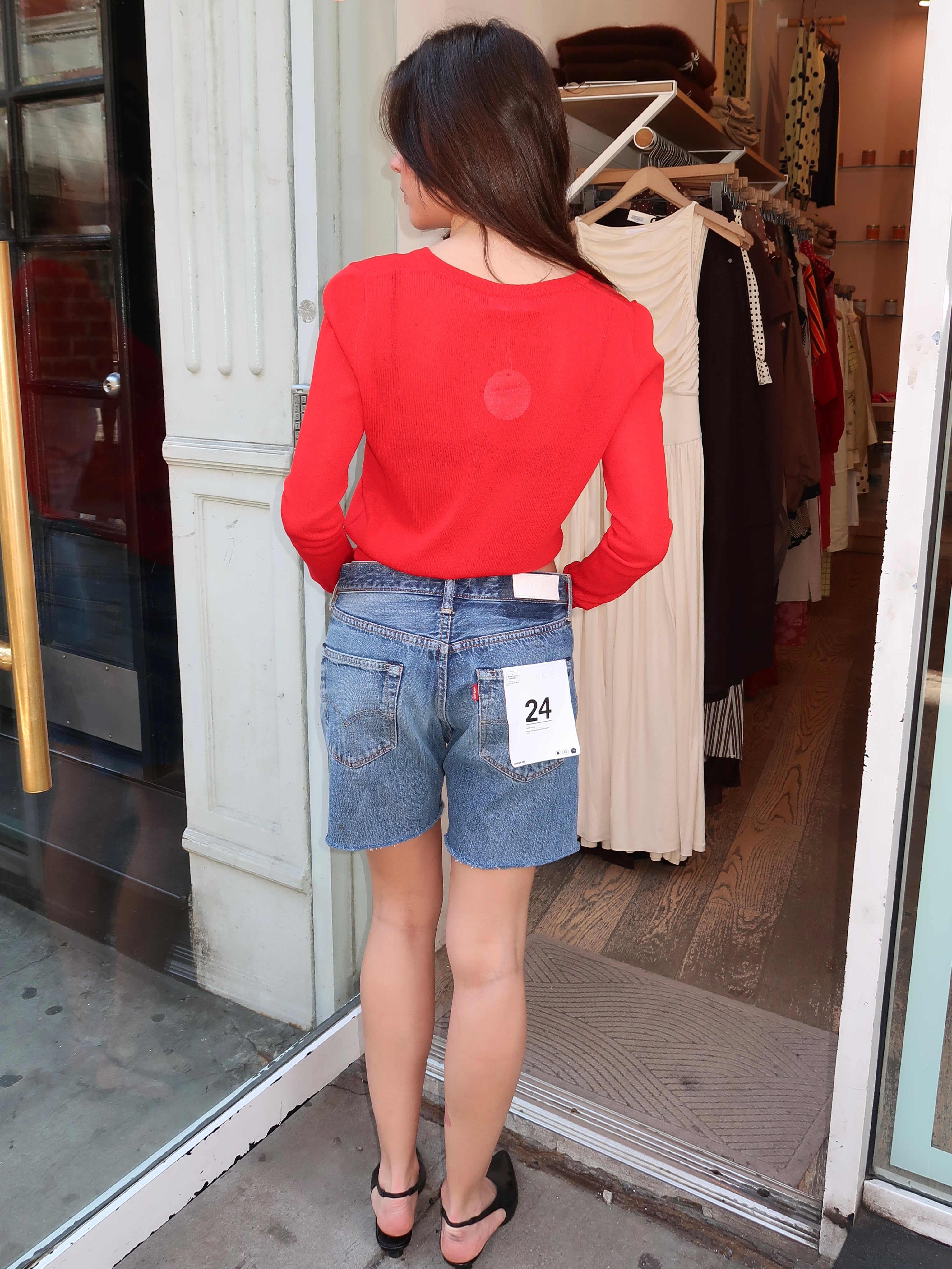 Studded Boy Short in Indigo Bloom