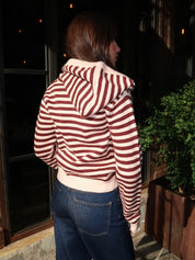 Farrah Hoodie Cardi in Striped Pink Multi