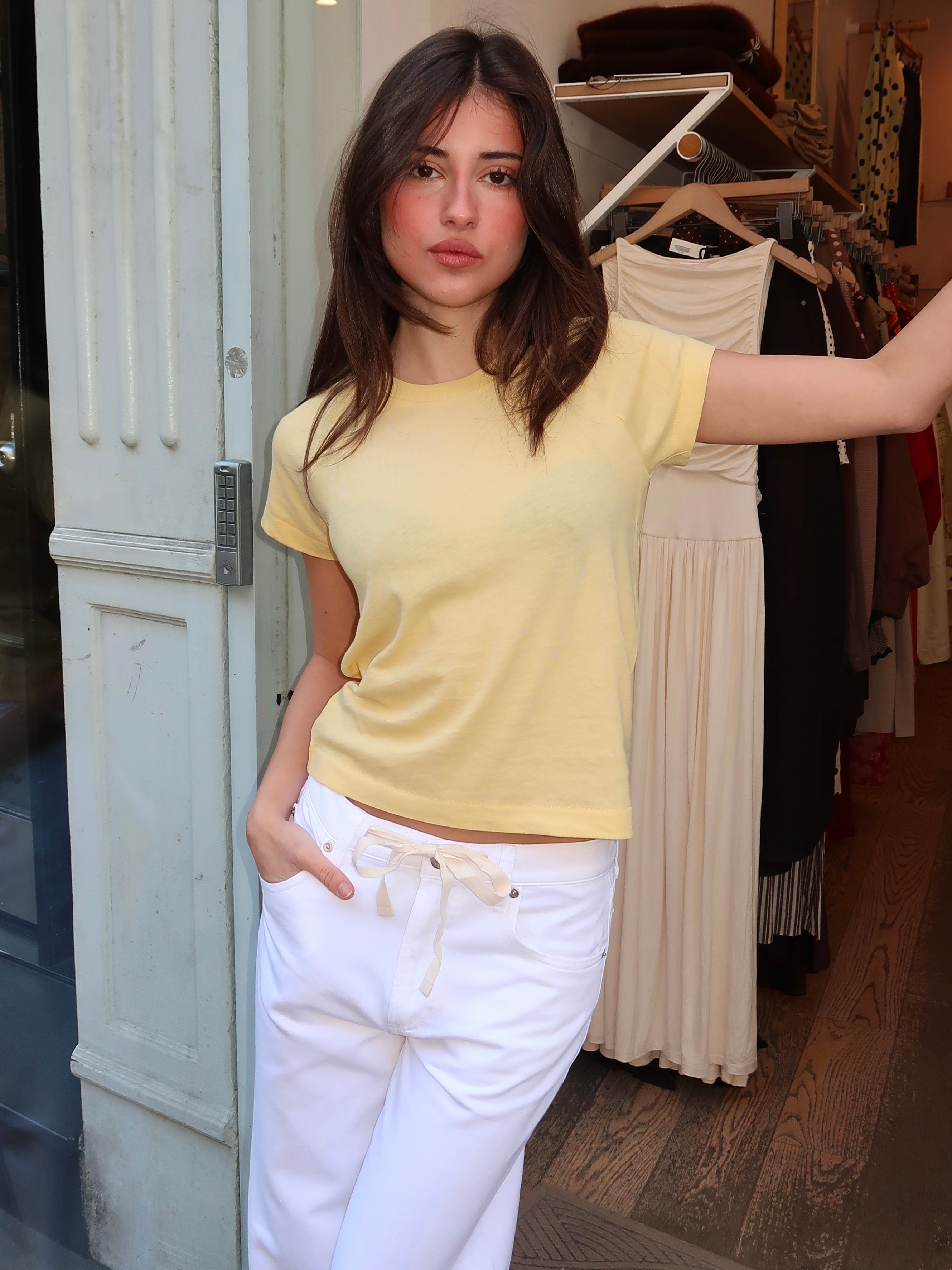 Ryn Shrunken Raglan Tee in Light Tumeric