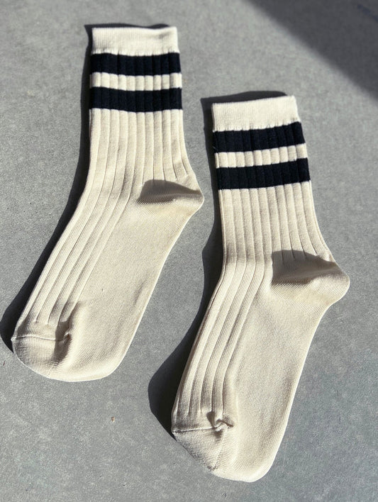 Her Socks in Varsity Cream Black