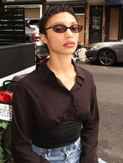 Noor Sunglasses in Transparent Mahogany/Blue Lens
