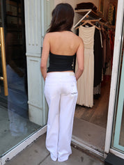 Jadyn W/ Draw Cord Low Slung Palazzo in Optic White