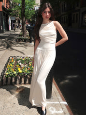 Colby Draped Maxi Dress in Vanilla