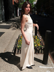 Colby Draped Maxi Dress in Vanilla