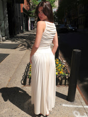 Colby Draped Maxi Dress in Vanilla