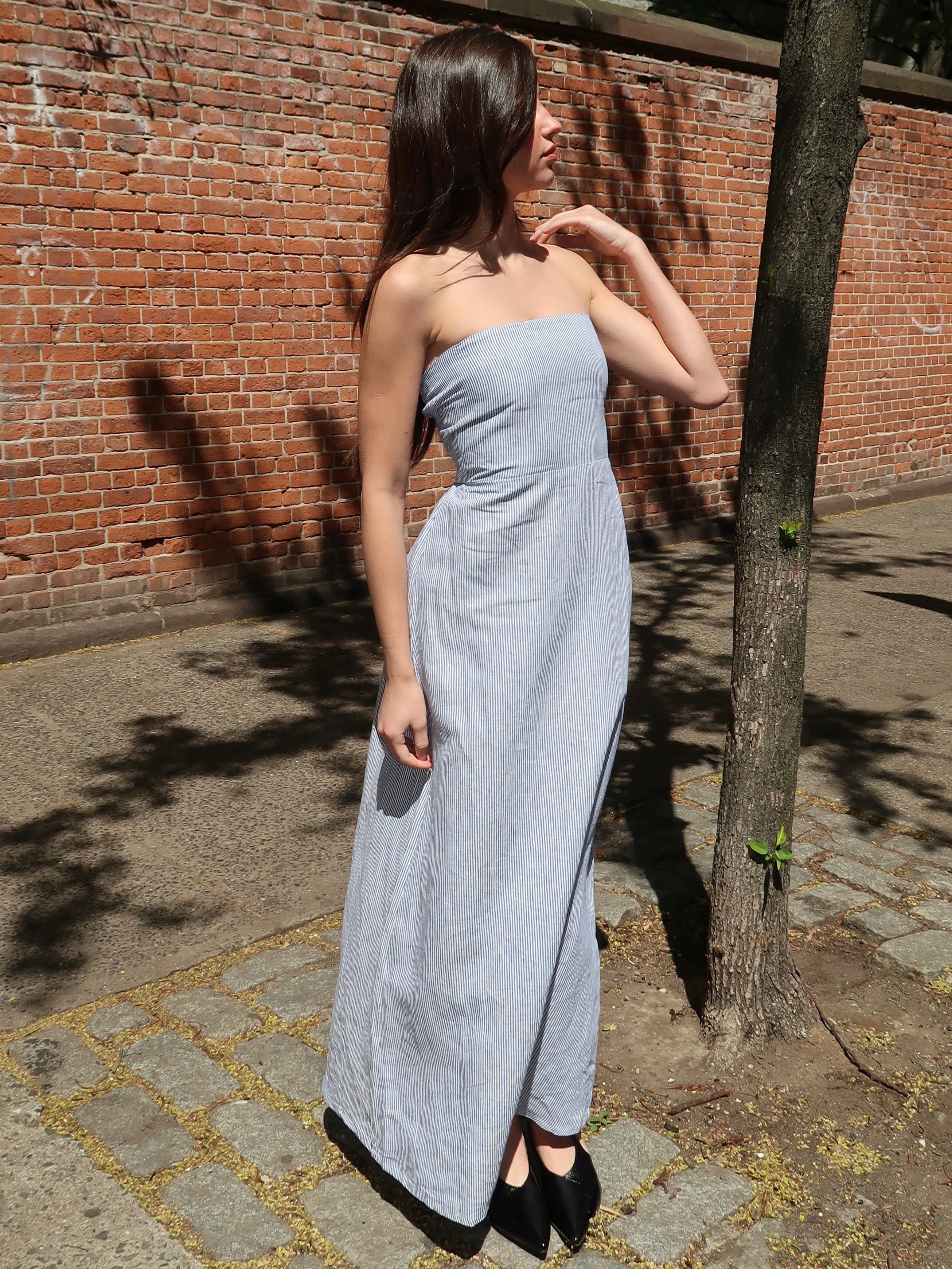 Amon Strapless Dress in Blue