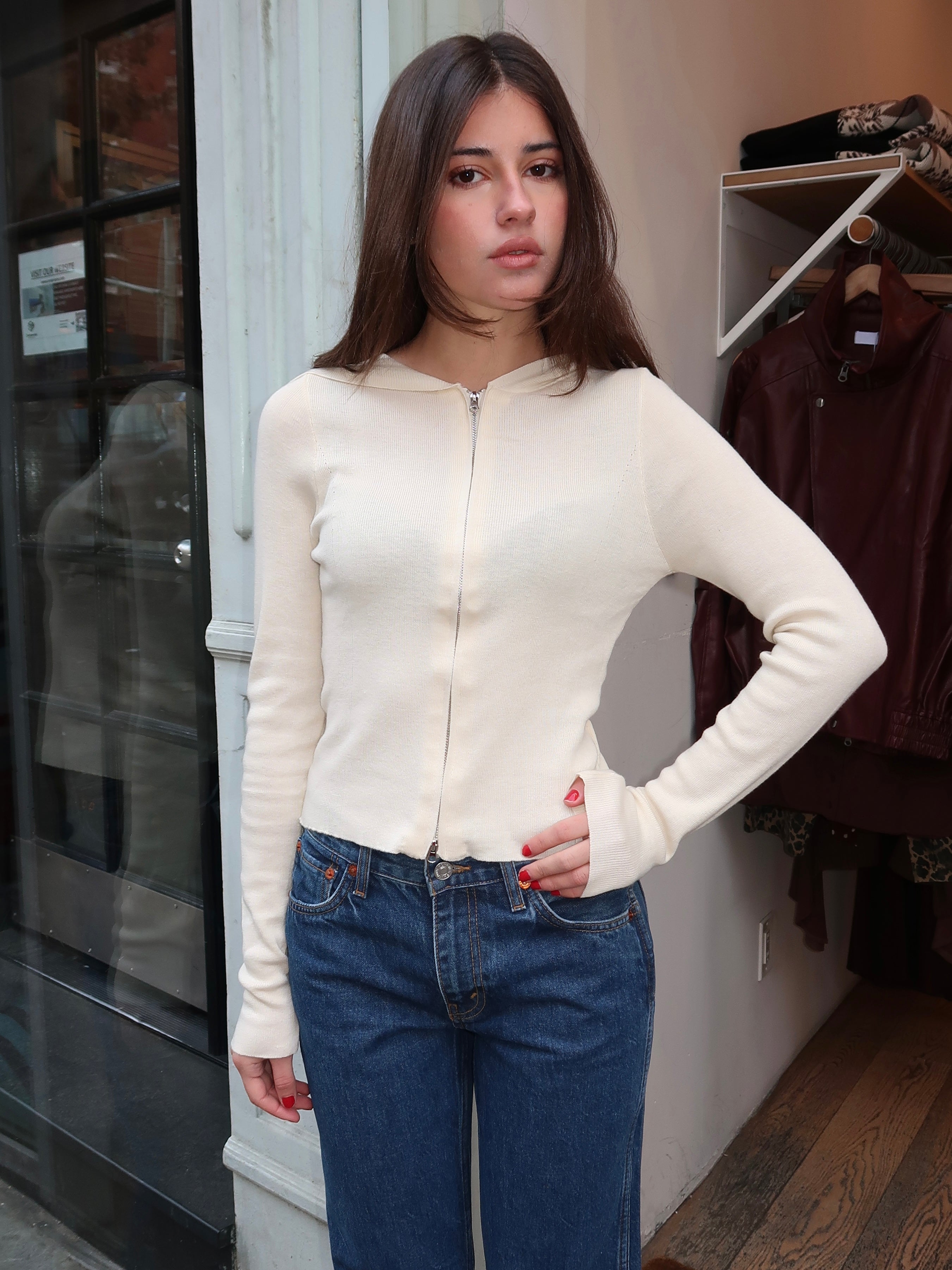 Danica Zip Up in Cream