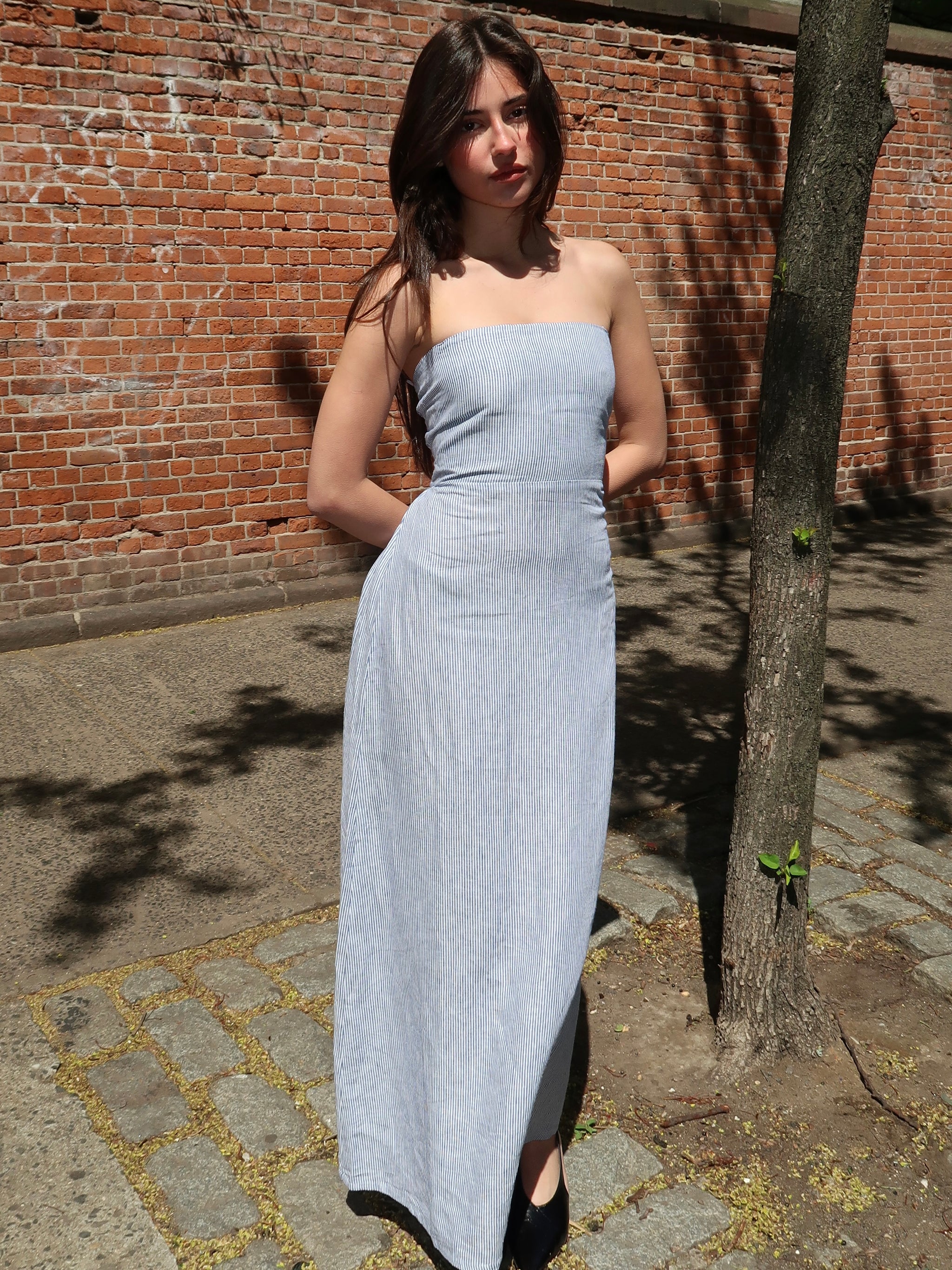 Amon Strapless Dress in Blue