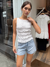 Nicola Smocked Top in White