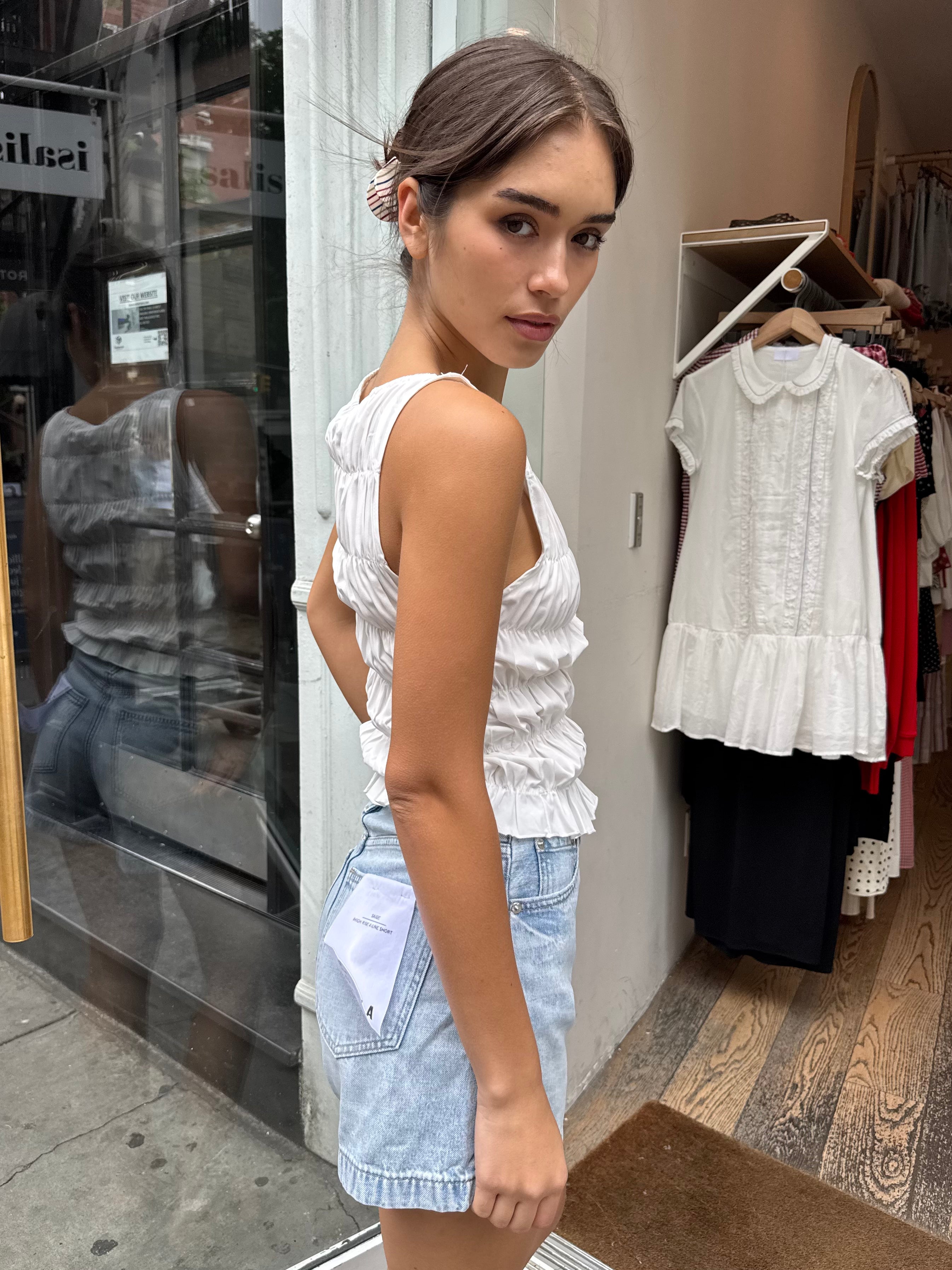 Nicola Smocked Top in White