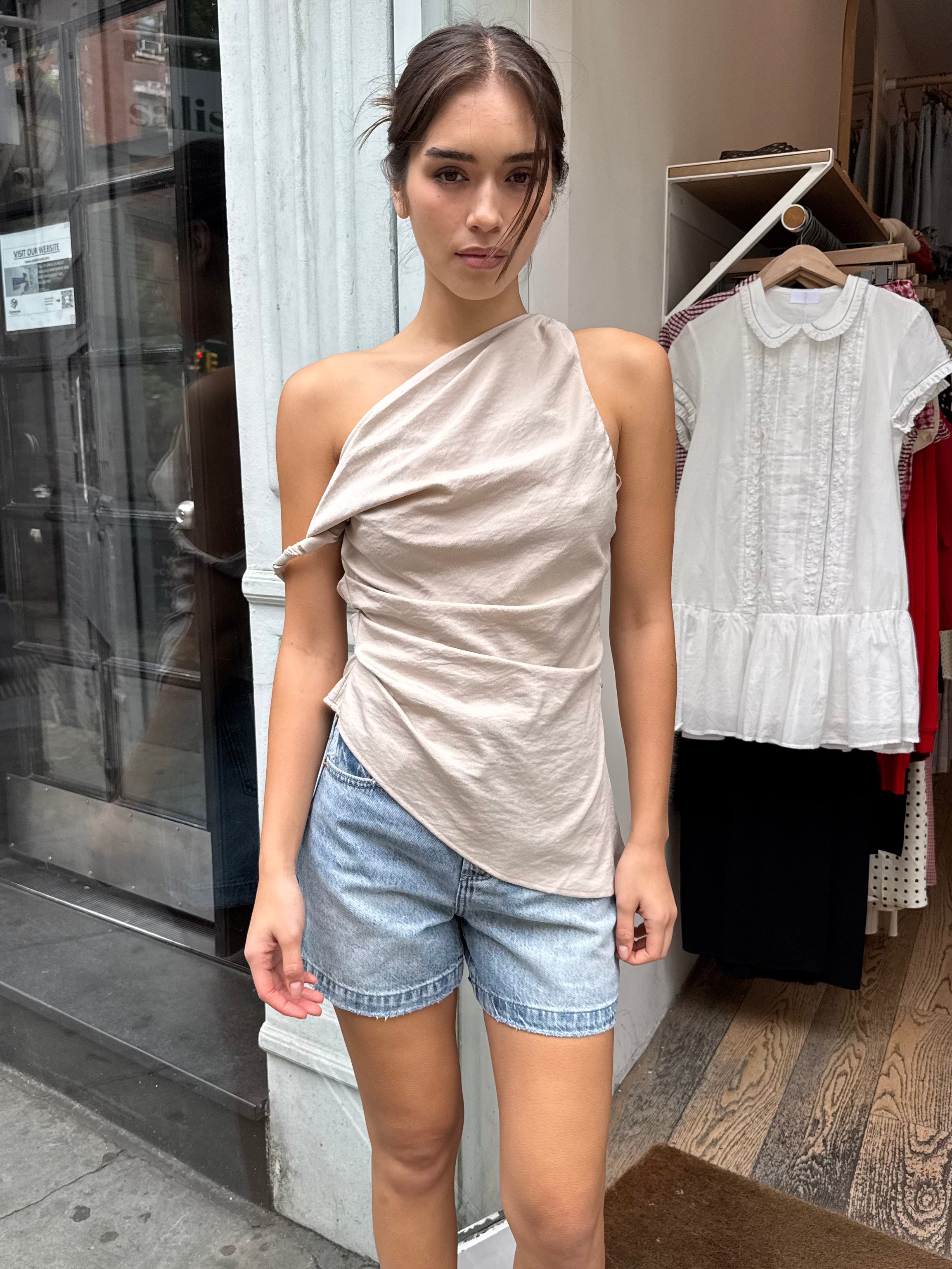 Welch Asym Tunic Top in Taupe