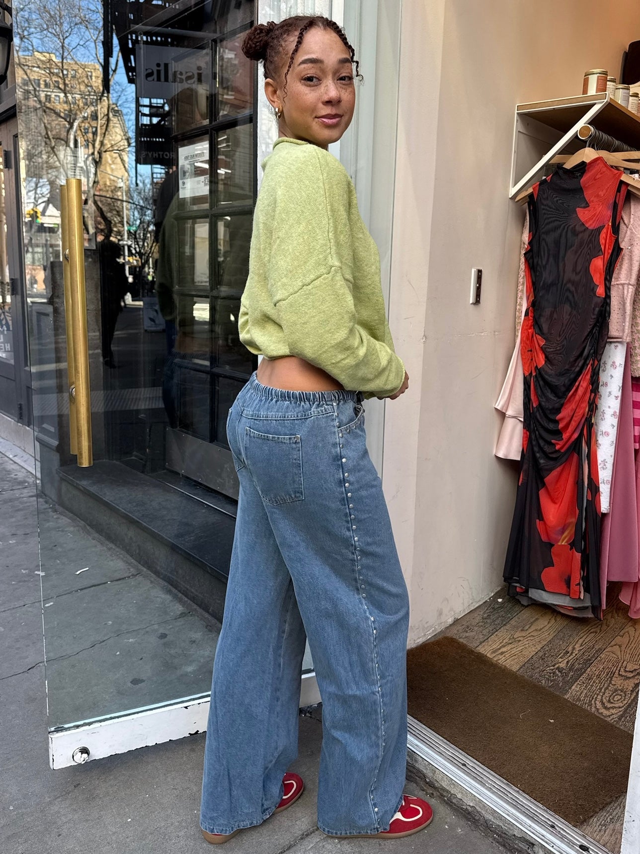 Fillmore Denim Studded Pants in Blue Wash – Isalis