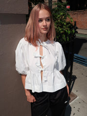 Stacie Poplin Top in White