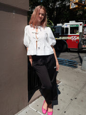 Stacie Poplin Top in White