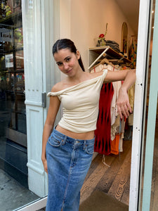 Twister Off the Shoulder Top in Oat
