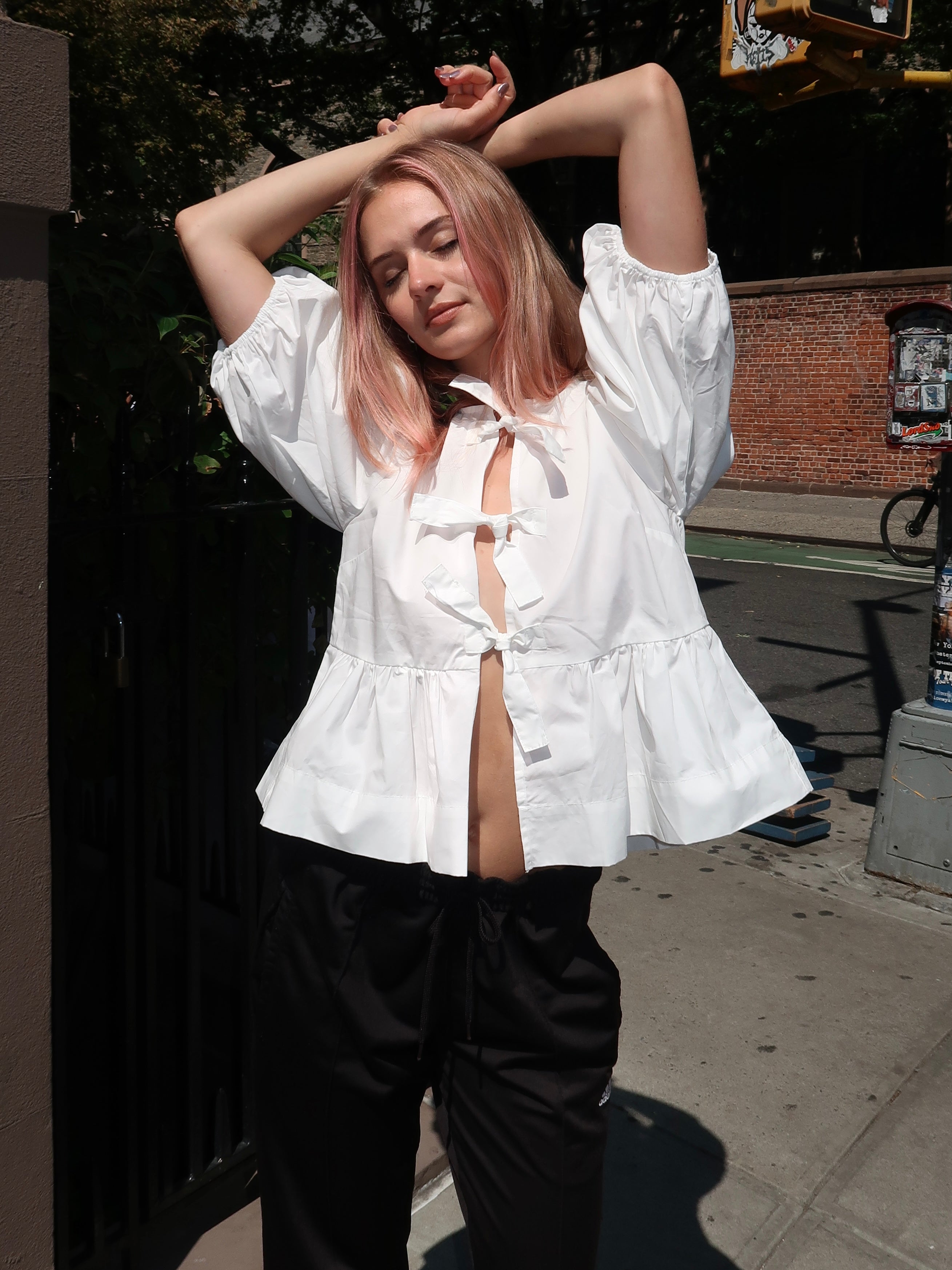 Stacie Poplin Top in White
