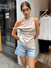 Welch Asym Tunic Top in Taupe
