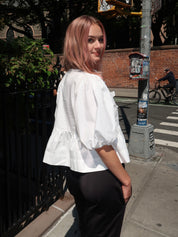 Stacie Poplin Top in White