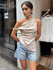 Welch Asym Tunic Top in Taupe