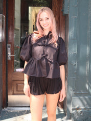 Stacie Poplin Top in Black