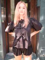Stacie Poplin Top in Black