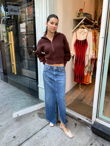 Frances Zip Up Cardigan in Brown
