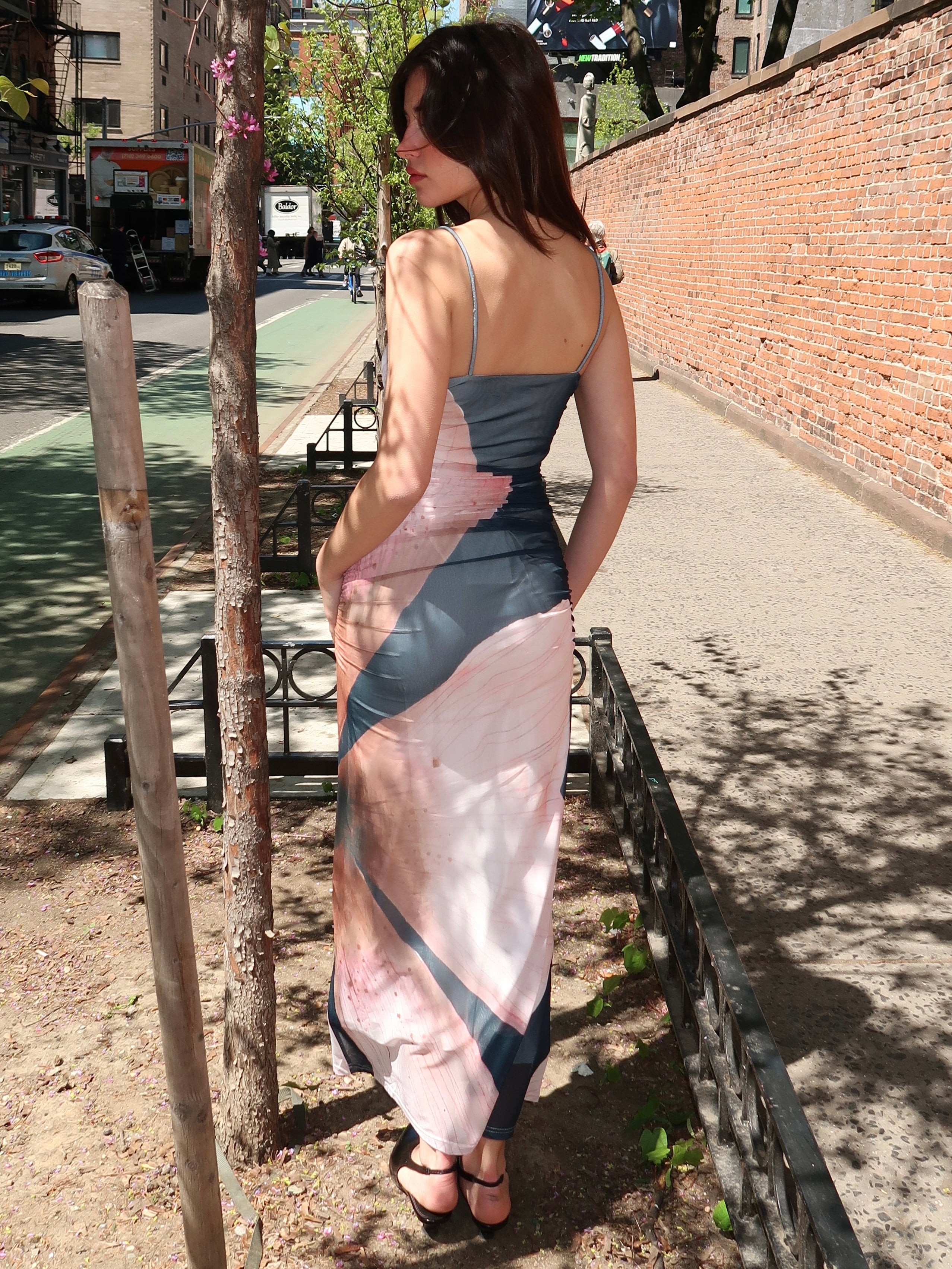 Verona Dress in Charcoal Petal Garden