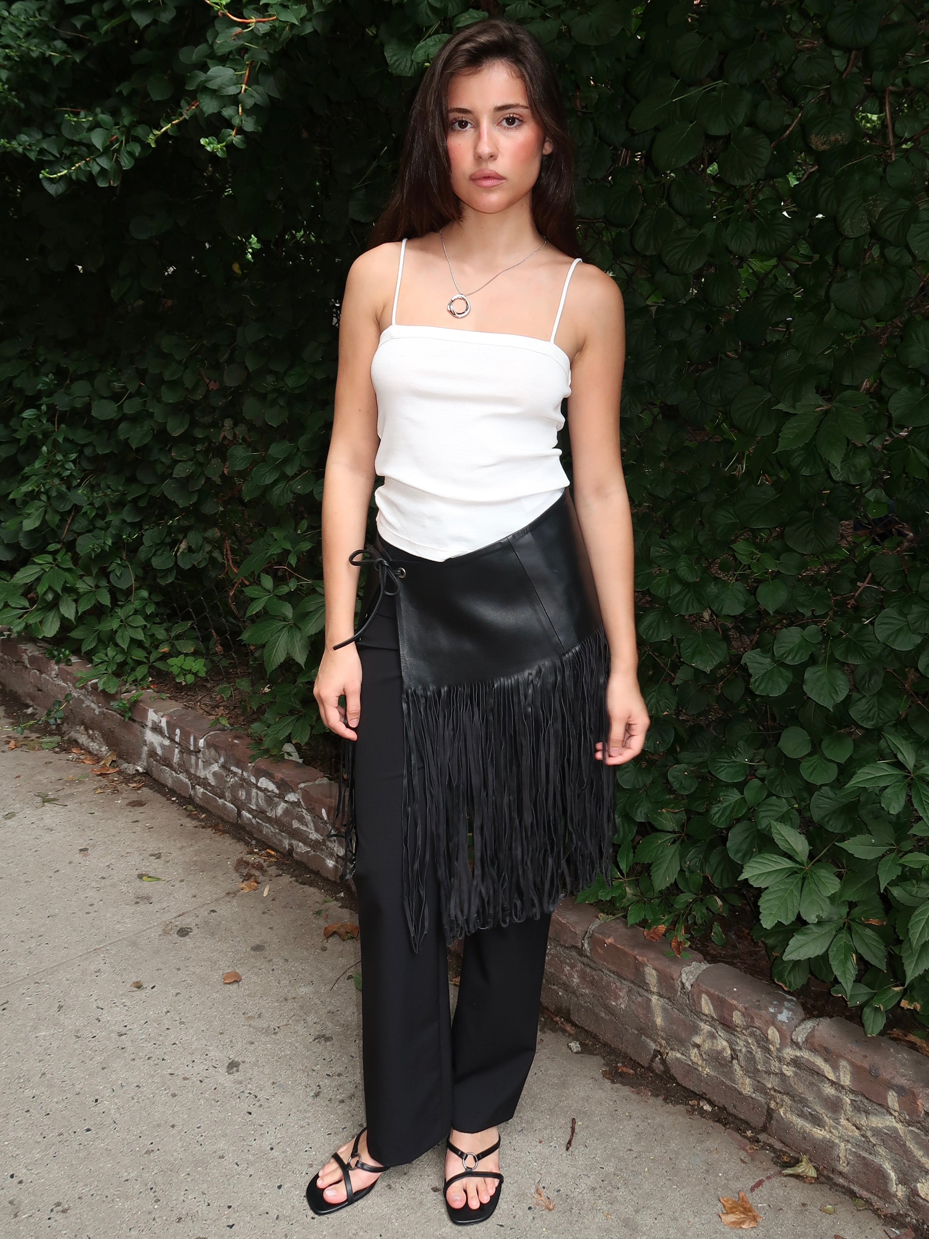 Fringe Belt Skirt in Black