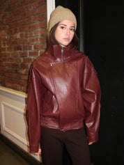 Jaime Bomber Jacket in Burgundy