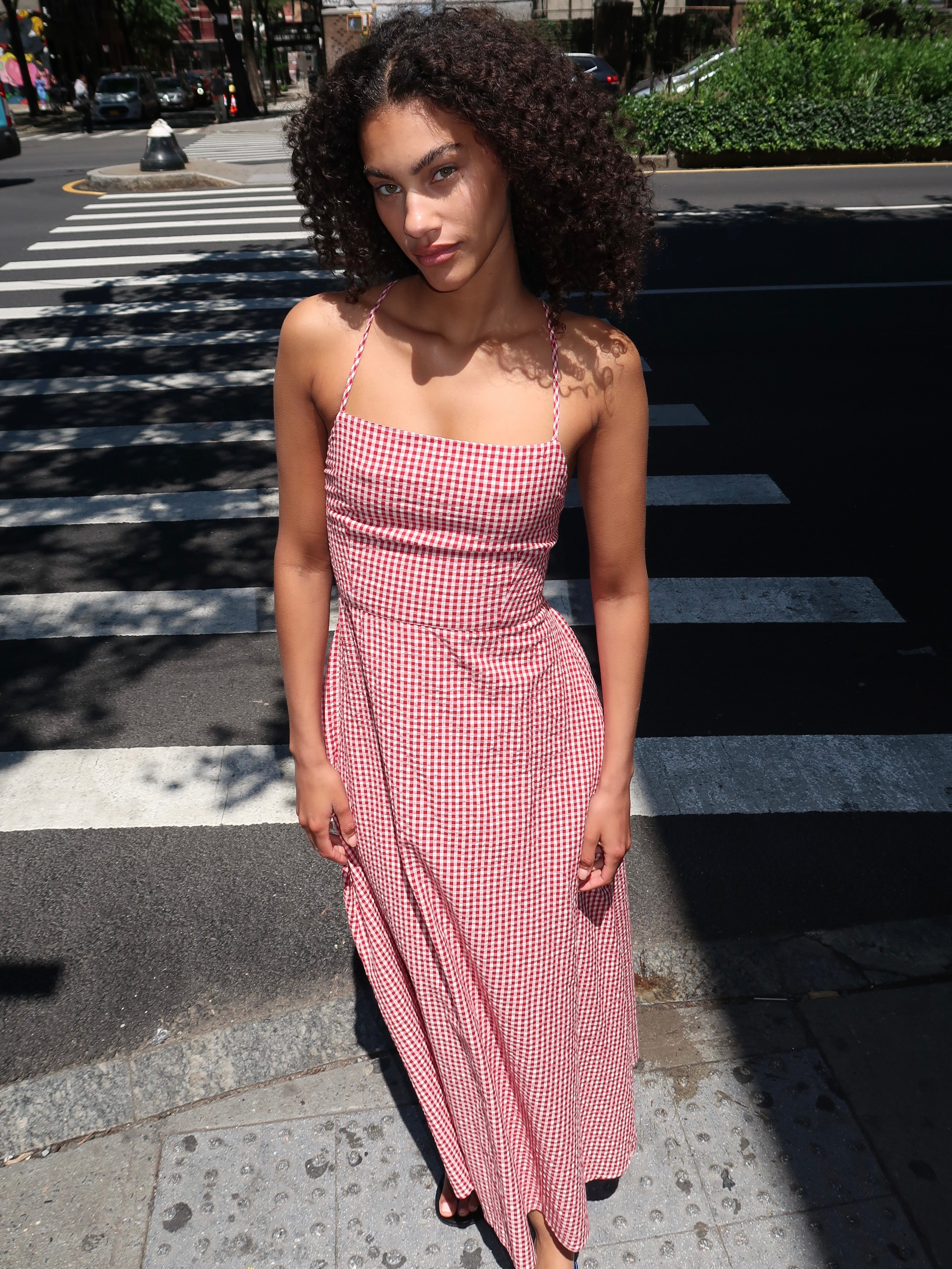 red gingham dress for women Lori Dress in Red Gingham