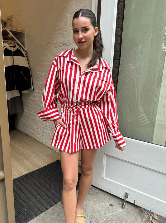Isole Playsuit in Bayou Stripe Red