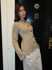 Winona Cinched Waist Cardigan in Wheat