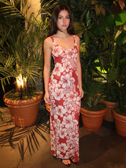 Roselle Mesh Dress in 90s Hibiscus