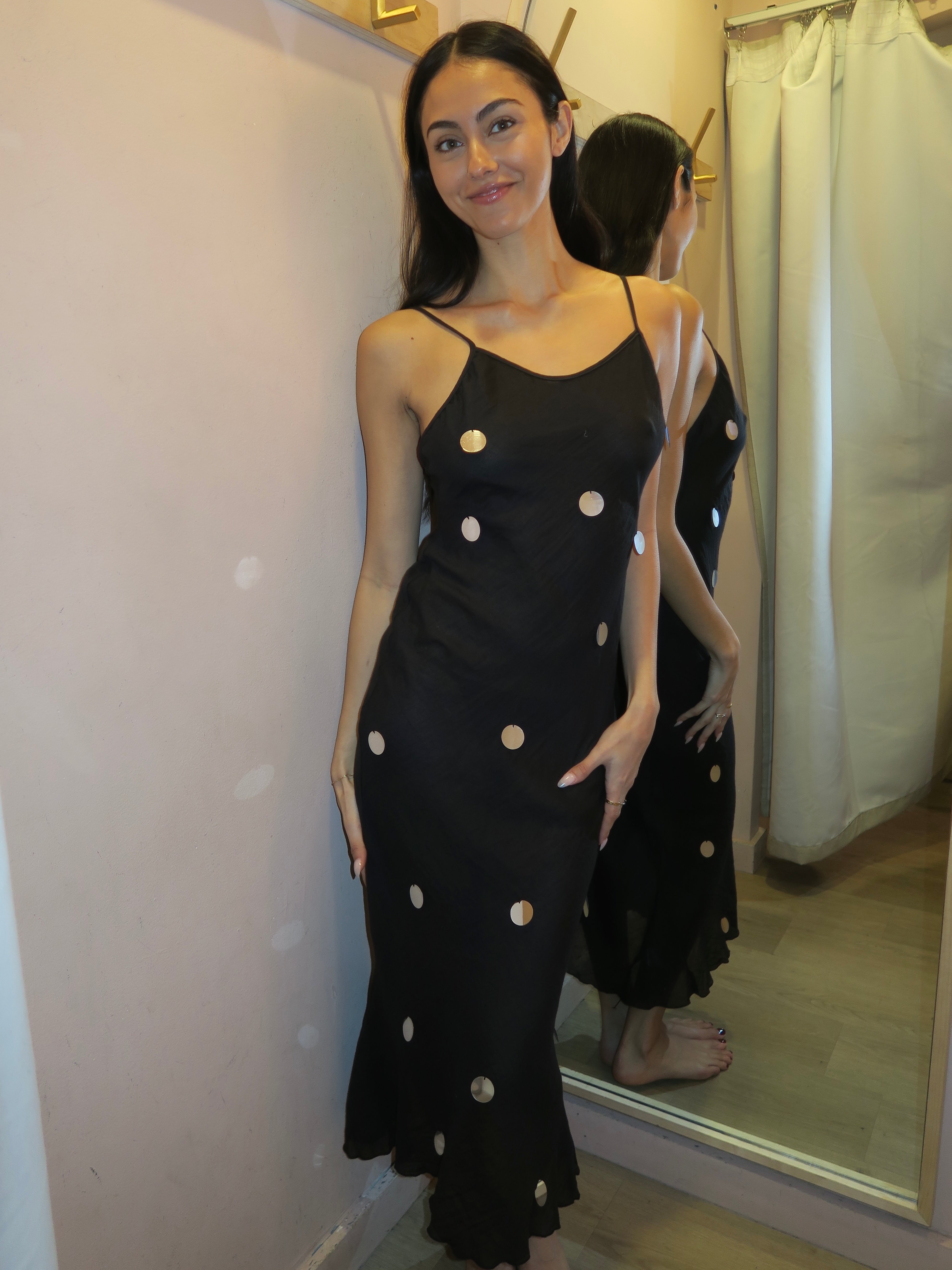 Yucca Midi Dress in Black Sequin