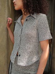 Clare Blouse in Black/Creme Mouline