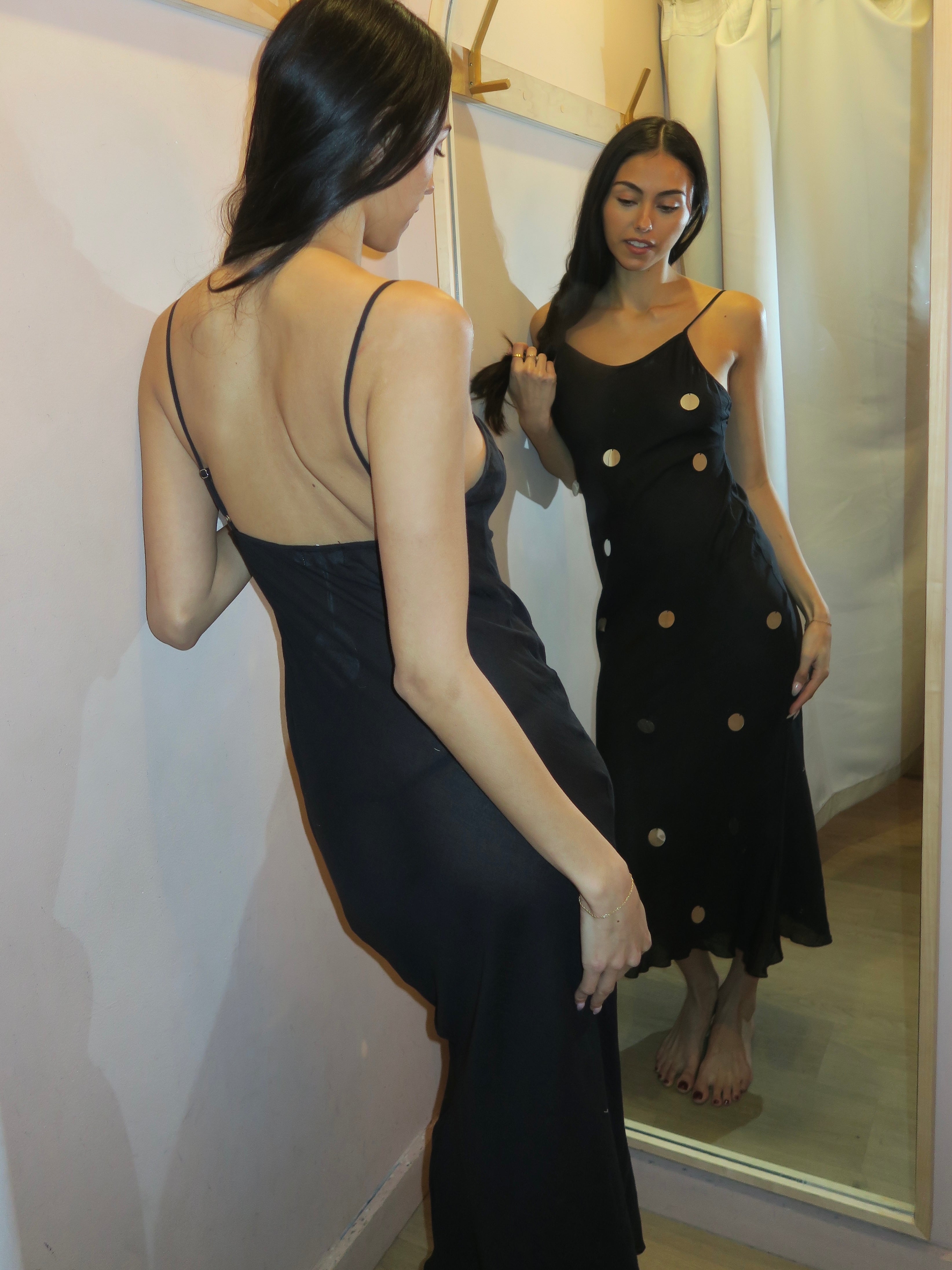 Yucca Midi Dress in Black Sequin