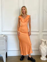Load image into Gallery viewer, Venus Satin Maxi Dress in Orange
