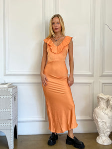 Venus Satin Maxi Dress in Orange