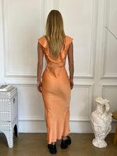 Load image into Gallery viewer, Venus Satin Maxi Dress in Orange
