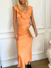 Load image into Gallery viewer, Venus Satin Maxi Dress in Orange
