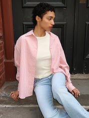 Yulissa Button Down Long Sleeve in Tomato Gingham