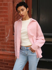Yulissa Button Down Long Sleeve in Tomato Gingham