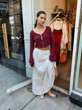 Load image into Gallery viewer, Fara Open Front Knit Top in Burgundy
